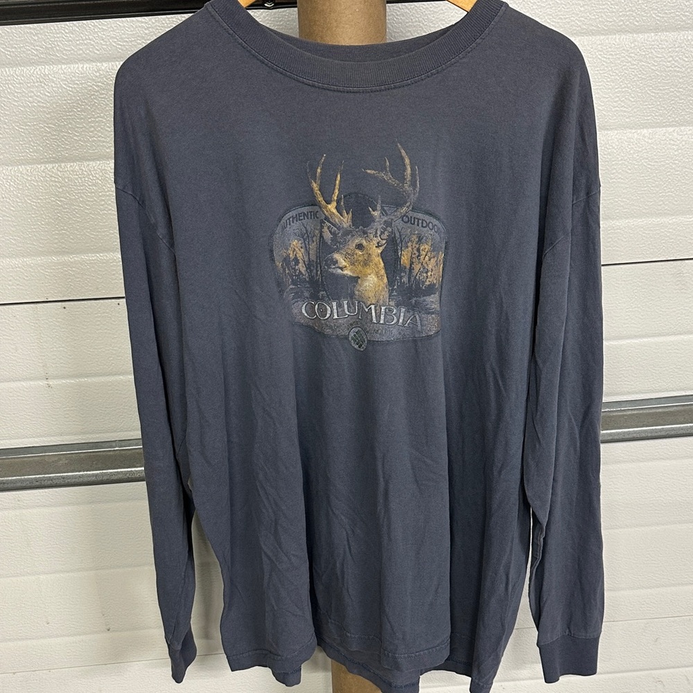 Columbia Dark Gray Long Sleeve Tee with Deer Graphic
